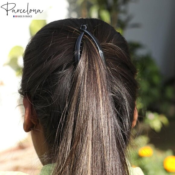 French Tortoise Shell Black Ponytail Hair Clips Set of 2 for Women Girls main image 5